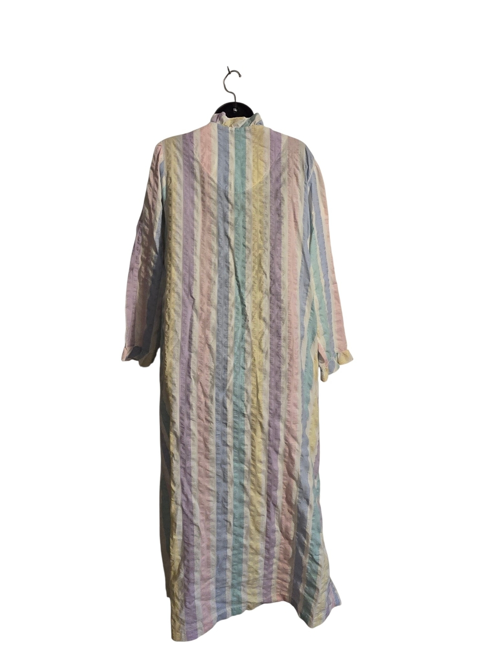 Vintage Pastel Multi-Stripe Ruffled Robe Women's Pastel Stripe - Picture 4 of 7
